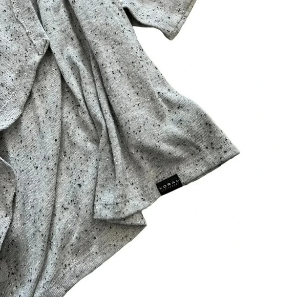 Koral Activewear by Ilana Kugel Gray Hooded Open Front Waterfall Cardigan L - Picture 2 of 6